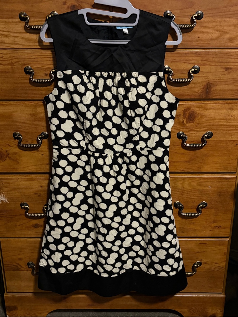 Black and White Polka Dot Sleeveless A-Line Mini Dress